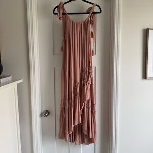 Bohme Asymmetrical Blush Ruffle Dress